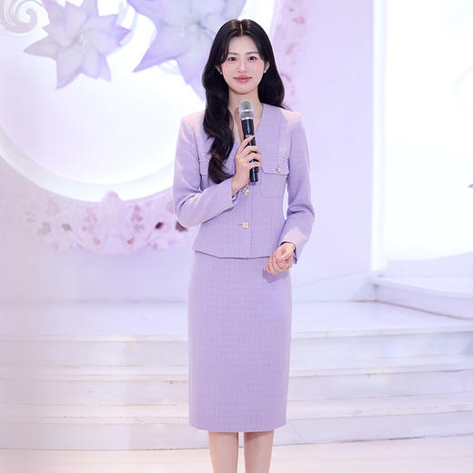 法小曼*子珍专款/紫色小香风套装2025新款女装秋季高端女神范贵妇名媛两件套裙 商品图0