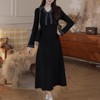 鹿向南「偶遇西雅图」法式复古浪漫女秋冬气质显瘦撞色拼接连衣裙 商品缩略图0