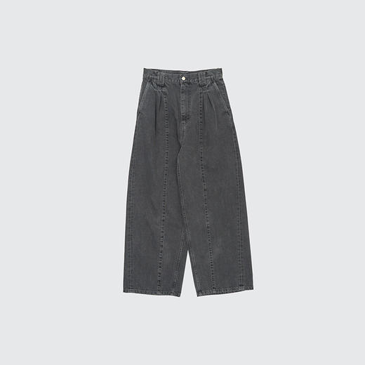 YOKE Vintaged Wash Denim 3pleated 复古水洗加工牛仔阔腿裤 商品图2