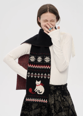 local tag/lt25awk36/费尔岛毛线小猫 柔软提花围巾