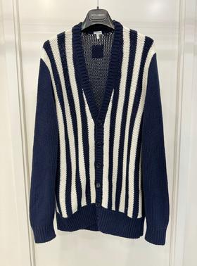 中性款条纹针织开衫毛衣la014