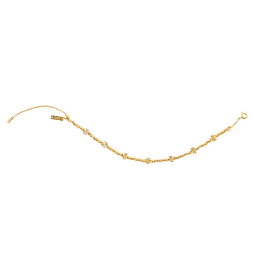 三彩2026新款镭射车花瓣手链肌理感串珠首饰轻奢镀金小众可调节 商品图2