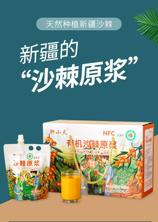 聊小天 NFC有机沙棘原浆 300ml*6袋/盒 商品图0