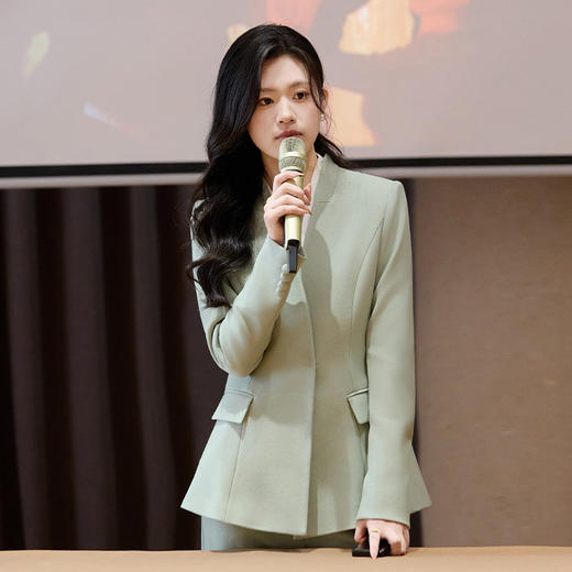 法小曼*子珍专款/绿色职场套装女西装外套中长款显瘦职业装气质阔腿裤正装CP2182 商品图4