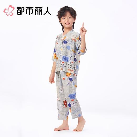 都市丽人男女童睡衣儿童家居服短袖长裤棉质套装JHC1M1 商品图1
