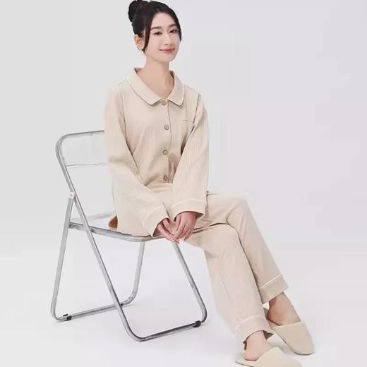 【素道有机棉 女士家居服套装】 翻领长袖纽扣开衫  舒适透气 SGWT0015  不染色 环保禅意[漳州仓] 商品图0