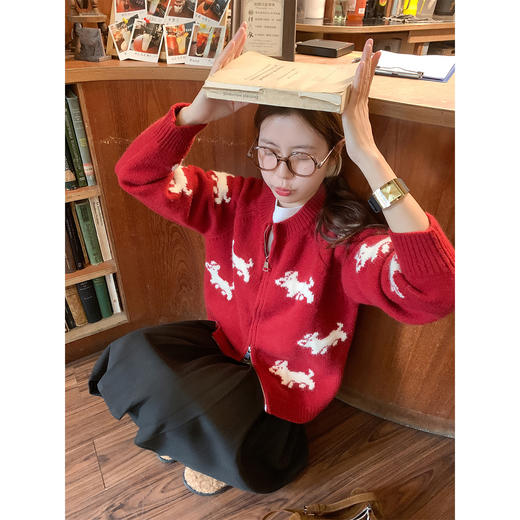 <曾小咸推荐>现货秒杀 ！微信超特价！韩系拉链提花毛衣开衫 日常229.99 立减130 秒杀99.99！！ 商品图1