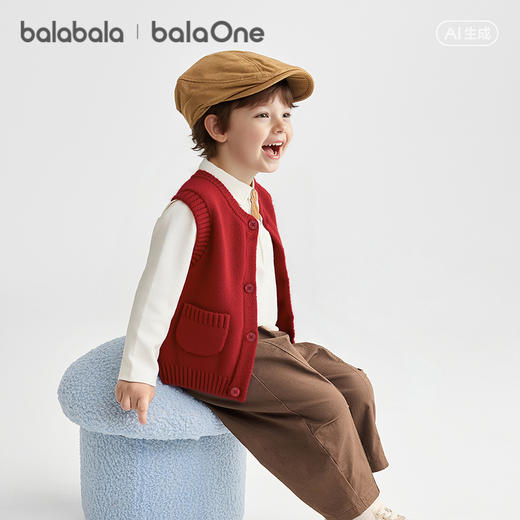 【balaOne】巴拉巴拉童装儿童马甲男女童2025新款春秋半边绒内搭 商品图2