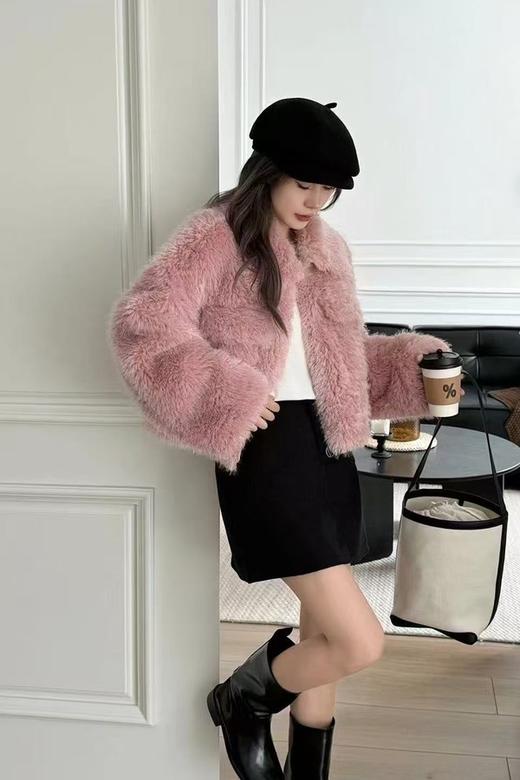 LNNNS 甜妹毛绒绒翻领显高短款皮草外套 21922 商品图1