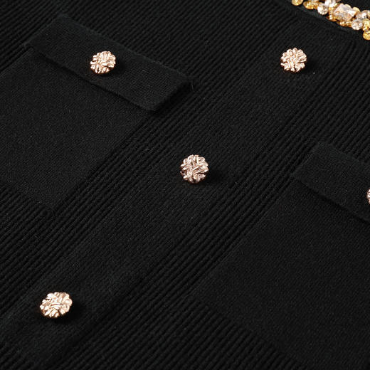 奢姿大码小香风针织连衣裙女秋冬胖妹妹重工钉珠中长款毛衣裙子9853853887 商品图4