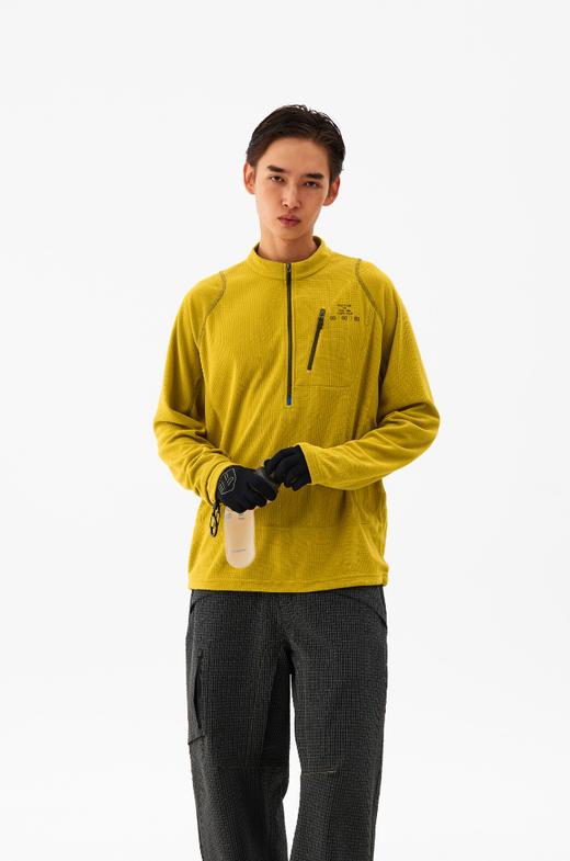 CryingCenterRunClub运动舒适暖绒华夫格半拉链套头卫衣T恤远红外 商品图5