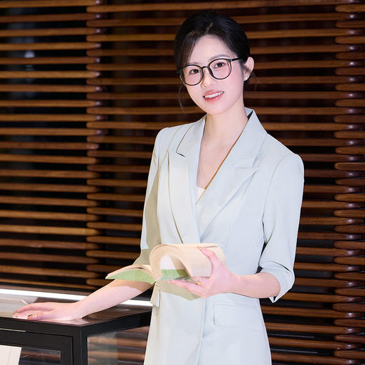 法小曼*子珍专款/蓝色西装裙气质高级百搭连衣裙一粒扣主持教师演讲 商品图3