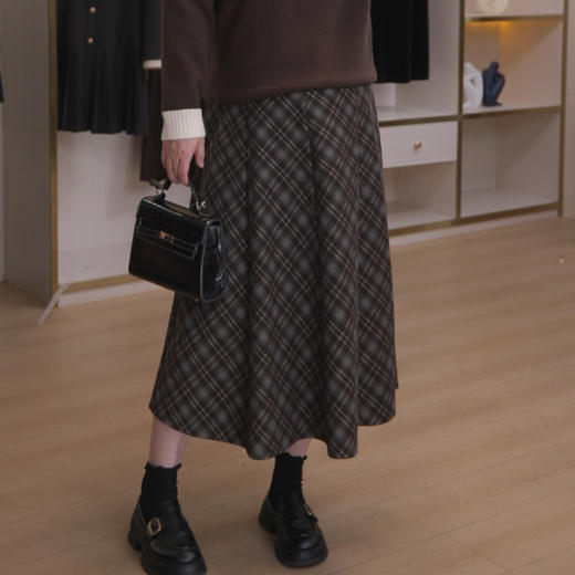 奢姿大码女装2025冬季减龄不规则设计两件套胖妹妹格纹时尚套装9954935237AB 商品图4