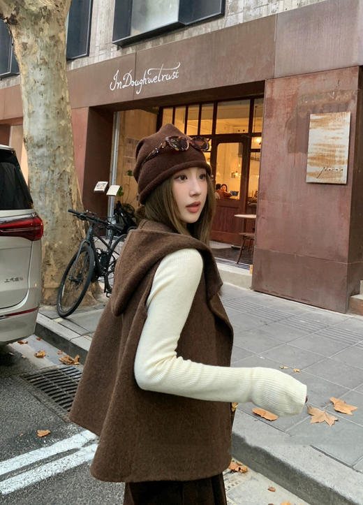 韩国小众订单南瓜色+摩卡棕两件套双面尼大衣 商品图10