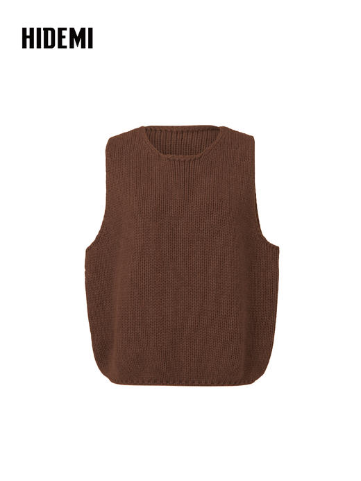 HIDEMI 进口美利奴羊毛系列粗针厚款设计感灯笼两件套 坎肩/马夹 商品图5