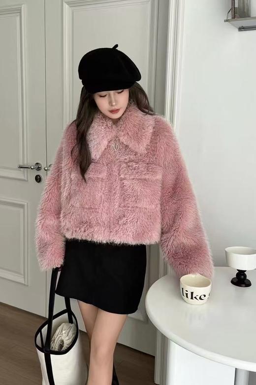 LNNNS 甜妹毛绒绒翻领显高短款皮草外套 21922 商品图0