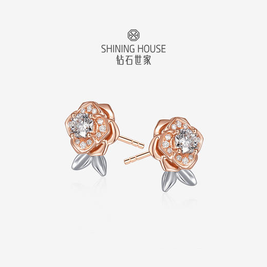 【极慕之星】【门店同款】钻石世家 18K金钻石耳饰 花好月圆系列钻石耳饰 商品图0