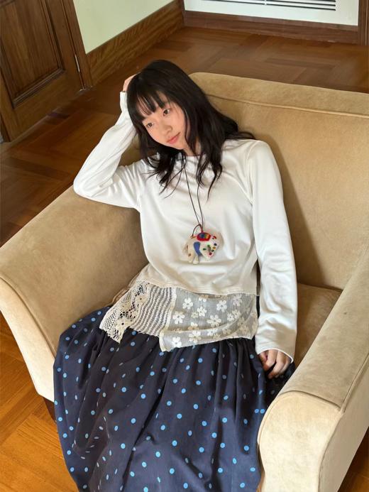 nothe Case布然/NC253202/「柔软花间」蕾丝拼接下摆长袖打底衫 商品图3