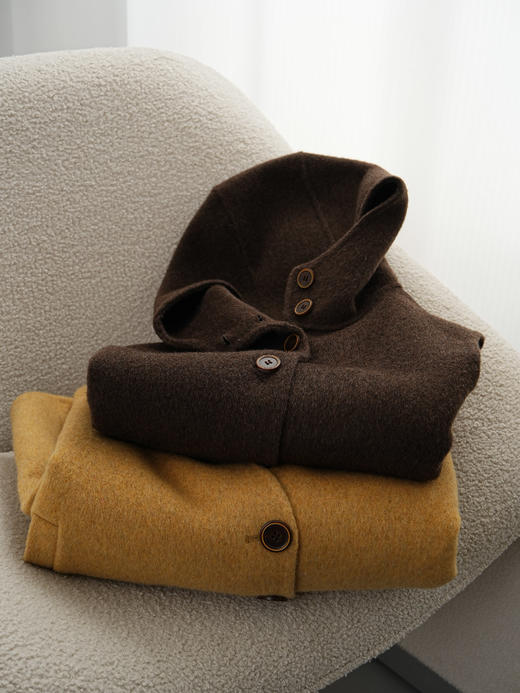 韩国小众订单南瓜色+摩卡棕两件套双面尼大衣 商品图1