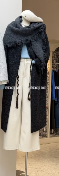 【门店同款】ENJOY冬季“暖冬知性”流苏披肩双面大衣 167844459