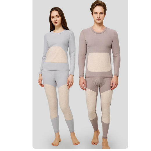 【秋冬新款保暖内衣套装】羽绒贴片秋衣秋裤 情侣护膝护肚 商品图3