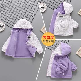 女童冲锋衣外套双面穿早春2025新款摇粒绒春秋装加绒女孩抓绒风衣