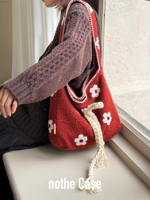 nothe Case布然/NC253110/「花栗莓果」文艺毛呢大容量托特布包 商品图3