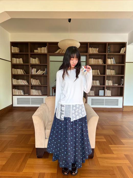 nothe Case布然/NC253202/「柔软花间」蕾丝拼接下摆长袖打底衫 商品图2