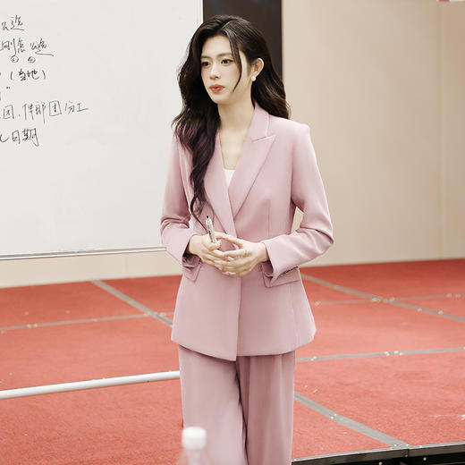 法小曼*子珍专款/粉色西装套装女2025新款高级感职业装气质女神范工作服主持人 商品图2