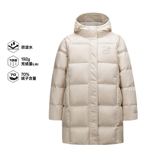 安踏中长款羽绒服女冬季新款连帽鸭绒保暖休闲棉服外套162618903 商品图0