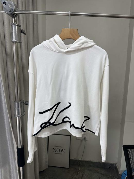 贝壳三 不规则下摆草写字母刺绣短款卫衣毛圈棉长袖上衣C120314 商品图3