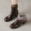 BSH5102309纯羊毛保暖加厚牛皮雪地切尔西靴2025冬粗高跟方头真皮真毛短靴女 商品缩略图0