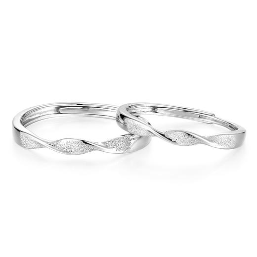 卡蒂罗KADER 星光流转情侣对戒 简约磨砂设计原创开口素圈一对可调节 共赴爱河恋爱频率 s925银 戒指 男女同款情侣款 商品图1