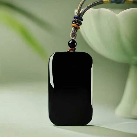 岸纾 天然和田墨玉平安无事牌 商品图2