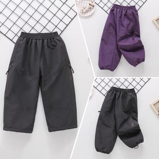 女童加绒裤子秋冬款可束脚直筒裤儿童冲锋裤阔腿裤女大童冬季加厚 商品图2