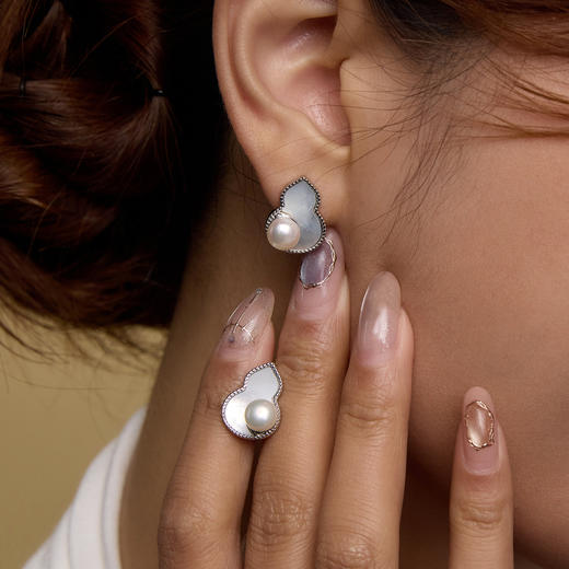 MANREYA玛芮雅“莫奈花园”一周珍珠耳饰礼盒丨5天不重样，耳钉耳夹同款、淡水珍珠+铜镀金 商品图6