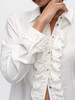 TR她热 优雅爵士 白色亚麻垂感拼接荷叶边显瘦复古法式翻领衬衫 商品缩略图3
