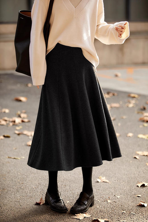 重工4米用料含真丝羊绒醋酸八片荷叶半身裙 商品图2