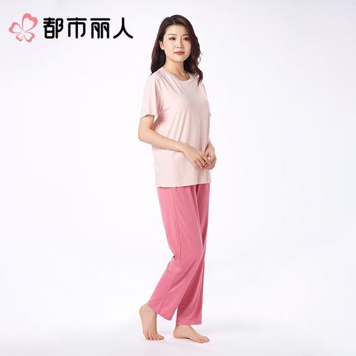 都市丽人女士睡衣家居服短袖短裤+长裤棉质三件套装LHC2K1 商品图2