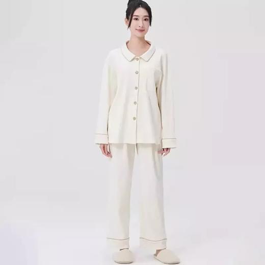 【素道有机棉 女士家居服套装】 翻领长袖纽扣开衫  舒适透气 SGWT0015  不染色 环保禅意[漳州仓] 商品图1