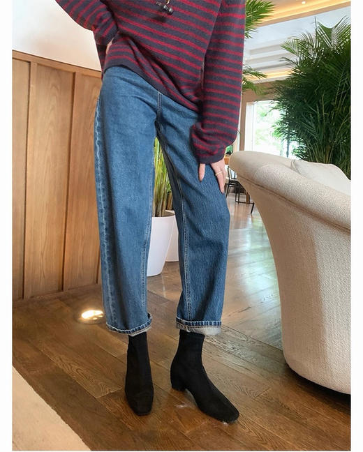 特定新款超有女人味纯皮羊猄皮加绒猫跟短靴 商品图11