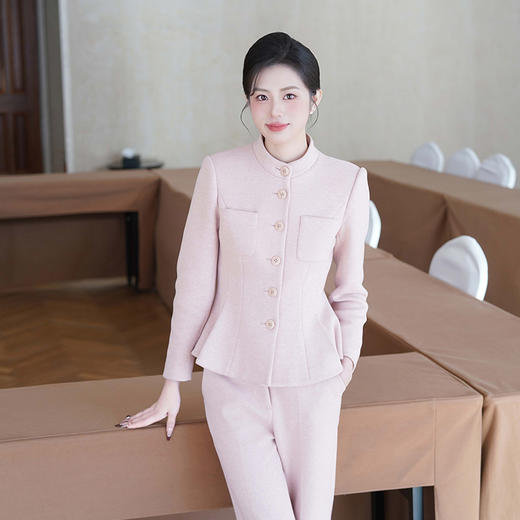 法小曼*子珍专款/高端粉色面试职业装套裙女设计感小香风秋冬厚款 商品图0