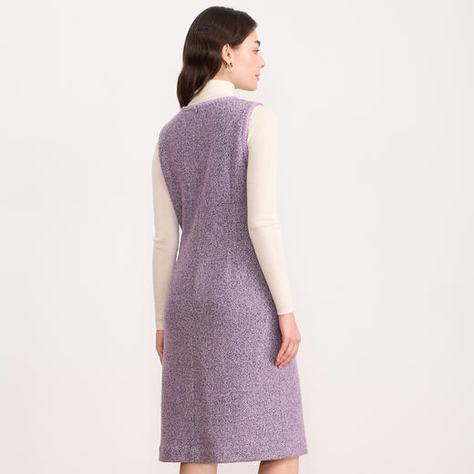 EITIE爱特爱紫色小香风背心裙气质优雅无袖连衣裙2025秋冬新款D2507917 商品图6