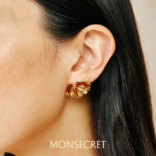 MONSECRET寻迹 棕叶烟花耳钉 商品图1