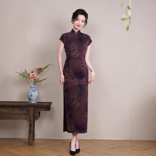 真丝旗袍长款2025夏季新款改良桑蚕丝复古时尚少女中国风香云纱 商品图0