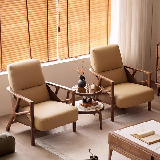 【中古风-YH-08椅】黑胡桃/真皮/客厅/卧房/休闲椅/休闲沙发 商品图0