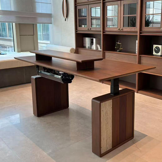 【中古风-ZG305书桌】黑胡桃/客厅/书房/升降书桌/实木书桌 商品图0