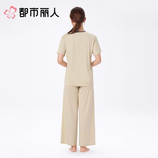 都市丽人女士睡衣针织人棉家居服短袖长裤棉质套装LHC2F7 商品图2