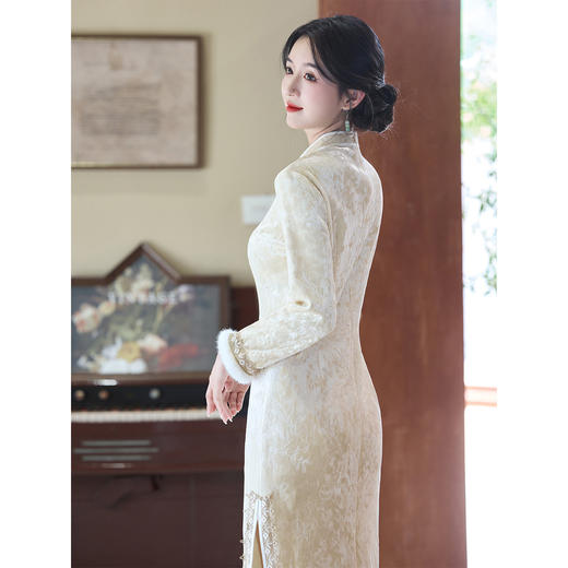 【预售5天】订婚新中式敬酒服新娘小个子结婚礼服裙长袖绝美冬季日常旗袍LSB4106 商品图4