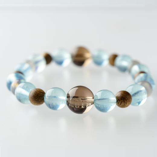 一念七宝 月升沧海 | 海蓝宝棋楠沉香木茶晶月光石水晶手串 商品图3
